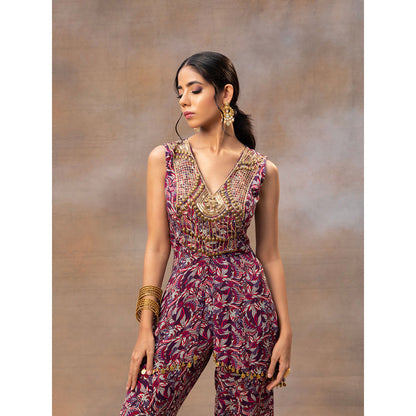 MEHAK MURPANA Purple Printed Embroidered Co-Ord (Set of 2)