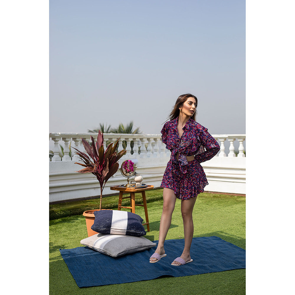 MEHAK MURPANA Blue Printed Shirt