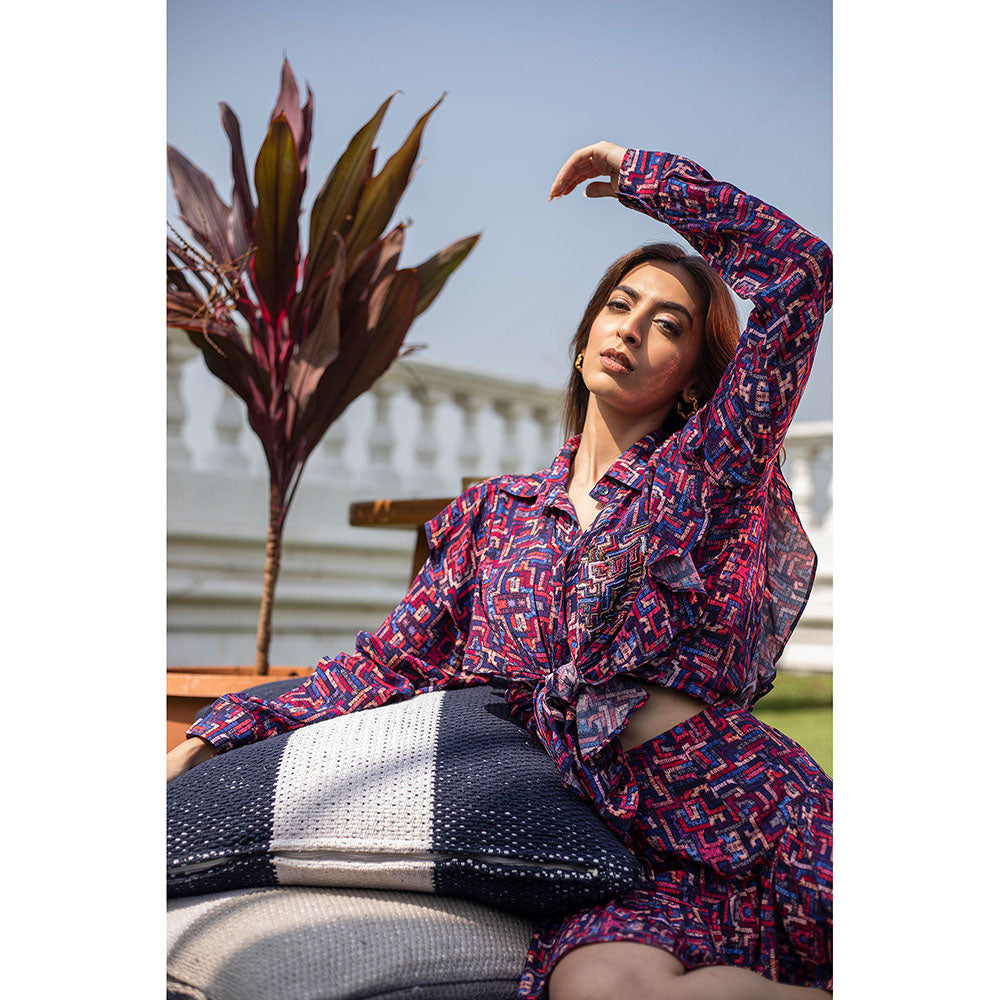 MEHAK MURPANA Blue Printed Shirt