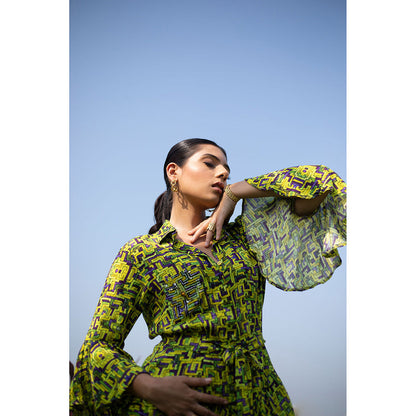 MEHAK MURPANA Green Ruffle Dress