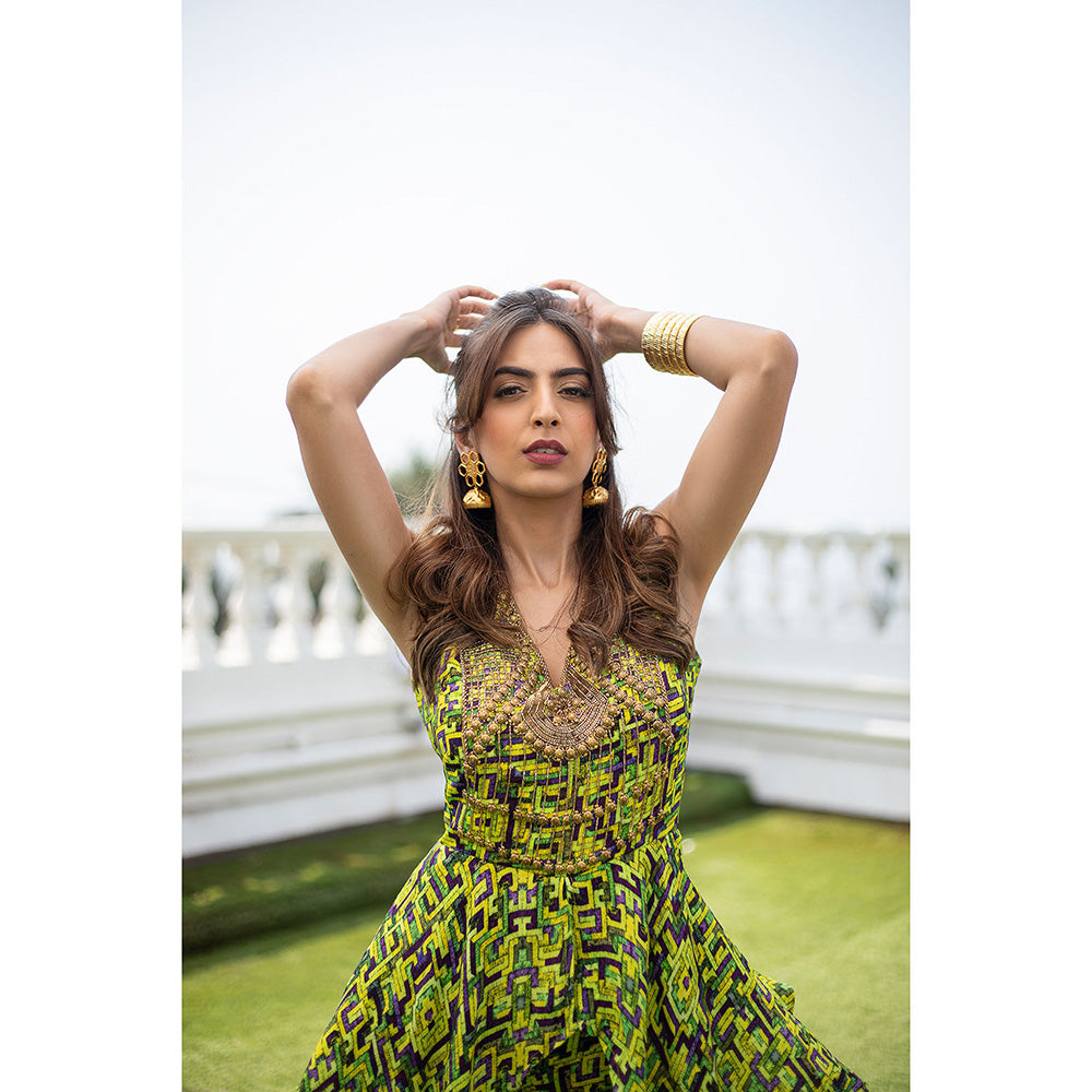 MEHAK MURPANA Green Top with Pant (Set of 2)