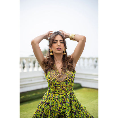 MEHAK MURPANA Green Top with Pant (Set of 2)