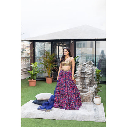 MEHAK MURPANA Multi Choli Lehenga Organza Dupatta (Set of 3)