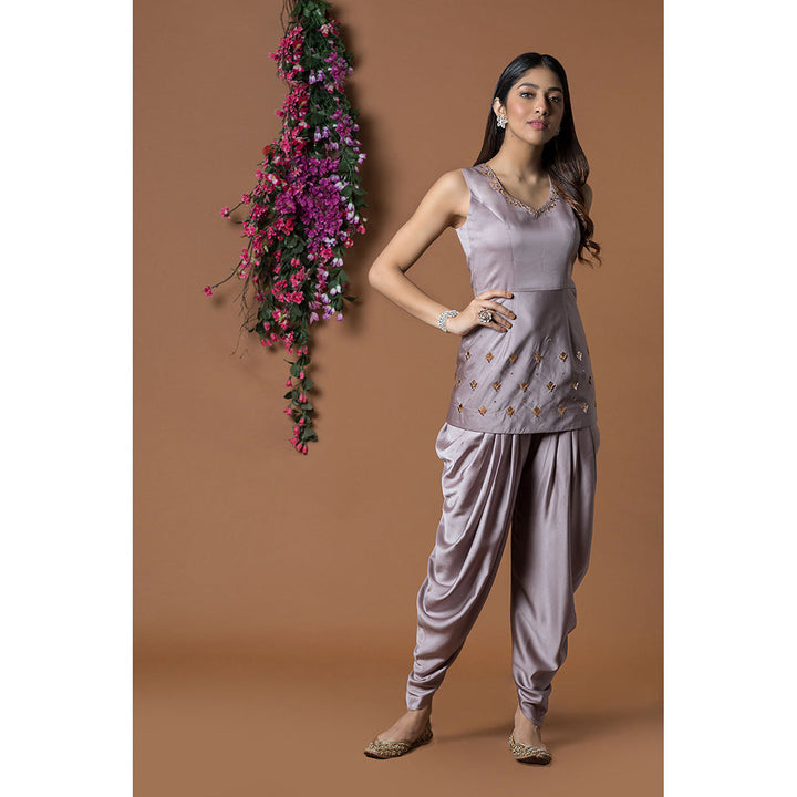 MEHAK MURPANA Coffee Short Top and Dhoti Pants (Set of 2)