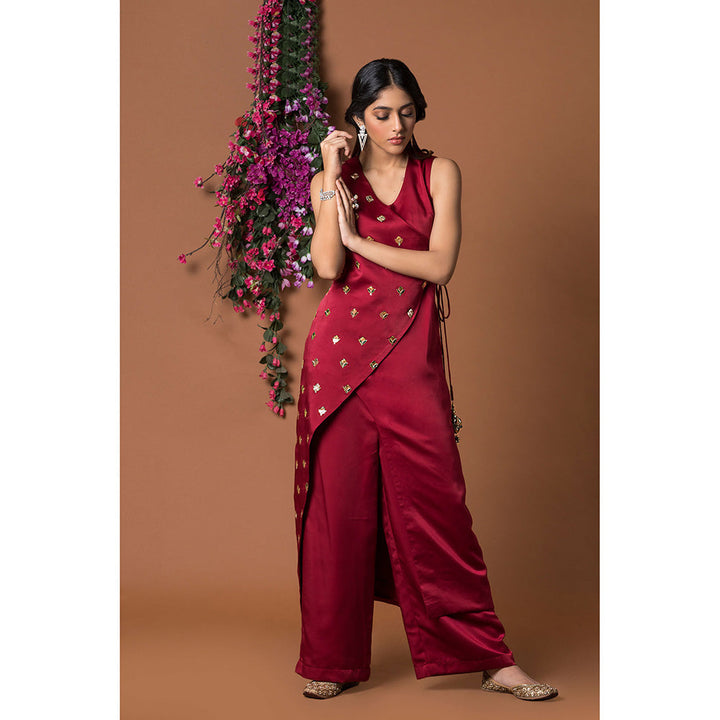 MEHAK MURPANA Red Kurta with Pants (Set of 2)