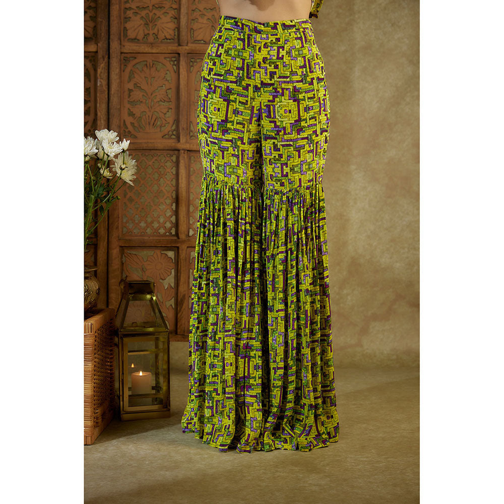 MEHAK MURPANA Pink Printed Embroidered Short Kurta and Sharara (Set of 2)