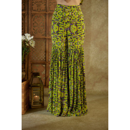 MEHAK MURPANA Pink Printed Embroidered Short Kurta and Sharara (Set of 2)