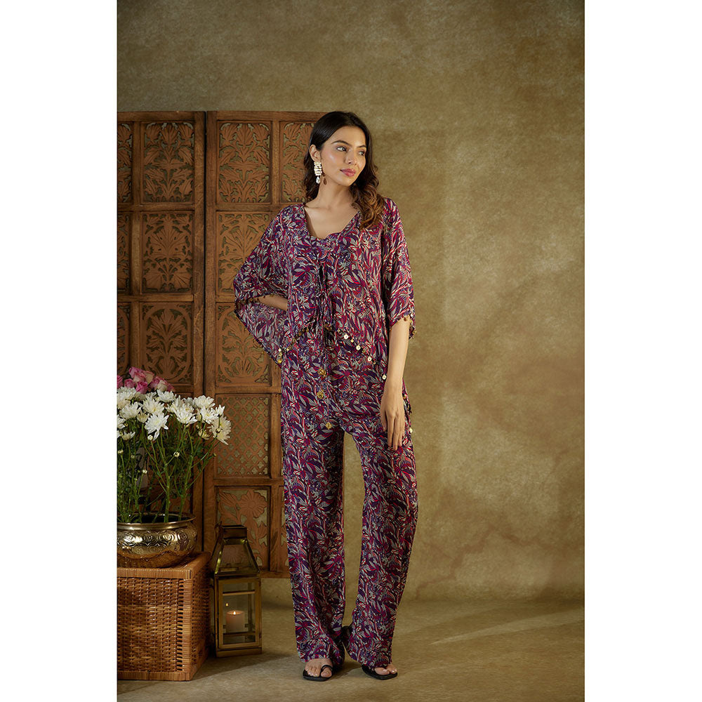 MEHAK MURPANA Purple Printed Co-Ord (Set of 3)