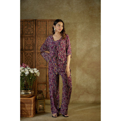 MEHAK MURPANA Purple Printed Co-Ord (Set of 3)