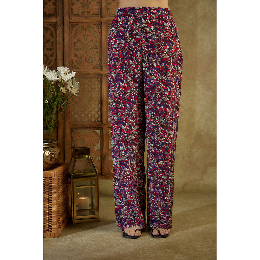 MEHAK MURPANA Purple Printed Co-Ord (Set of 3)