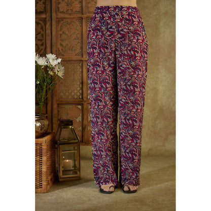 MEHAK MURPANA Purple Printed Co-Ord (Set of 3)