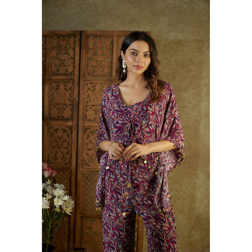 MEHAK MURPANA Purple Printed Co-Ord (Set of 3)
