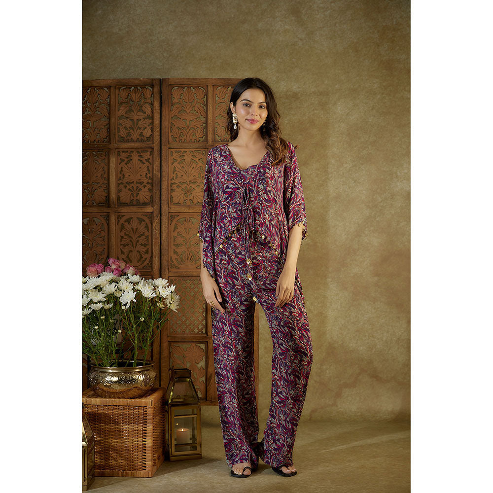 MEHAK MURPANA Purple Printed Co-Ord (Set of 3)