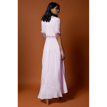 MEHAK MURPANA Lavender Embroidered Jacket With Top And Pant (Set of 3)