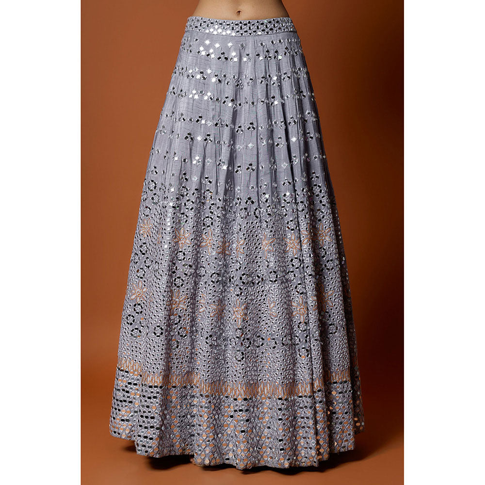 MEHAK MURPANA Lavender mirror Lehenga with Stitched Blouse And Dupatta (Set of 3)