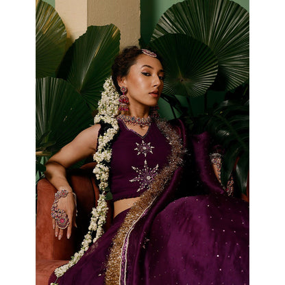 Midushi Bajoria Organza Lehenga & Dupatta with Georgette Blouse Hand Embellished (Set of 3)