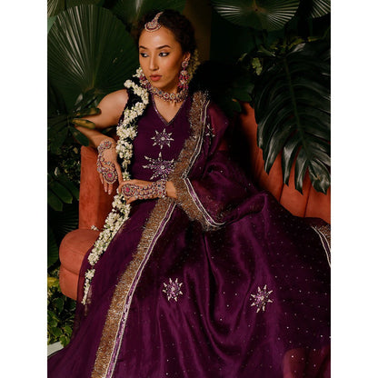 Midushi Bajoria Organza Lehenga & Dupatta with Georgette Blouse Hand Embellished (Set of 3)