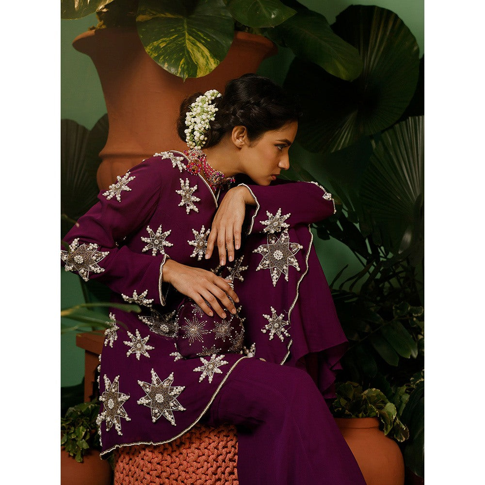 Midushi Bajoria In Georgette with Pearl Hand Embellishment Kurti with Sharara (Set of 2)