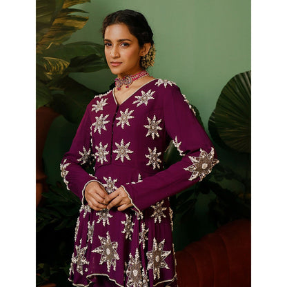 Midushi Bajoria In Georgette with Pearl Hand Embellishment Kurti with Sharara (Set of 2)