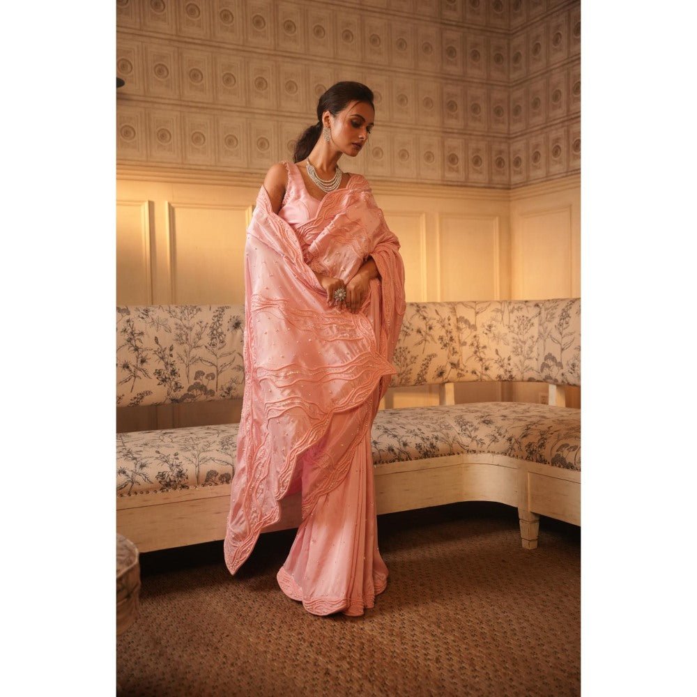 Midushi Bajoria Pink Tt Heavy Embellished Saree with Stitched Blouse