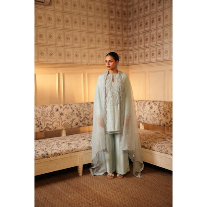 Midushi Bajoria Green Tt Kurta with Palazzo and Dupatta (Set of 3)