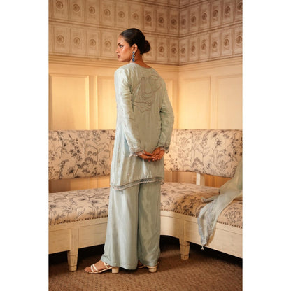 Midushi Bajoria Green Tt Kurta with Palazzo and Dupatta (Set of 3)