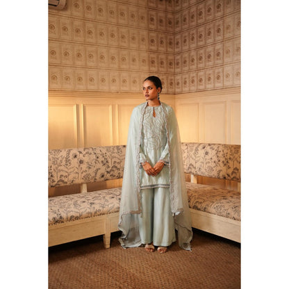 Midushi Bajoria Green Tt Kurta with Palazzo and Dupatta (Set of 3)