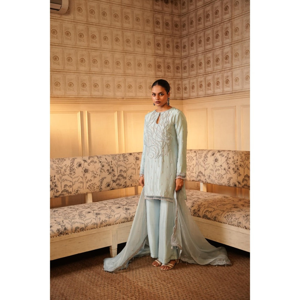 Midushi Bajoria Green Tt Kurta with Palazzo and Dupatta (Set of 3)