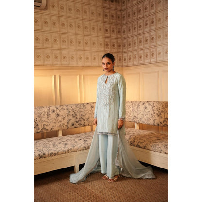 Midushi Bajoria Green Tt Kurta with Palazzo and Dupatta (Set of 3)