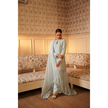 Midushi Bajoria Green Tt Kurta with Palazzo and Dupatta (Set of 3)