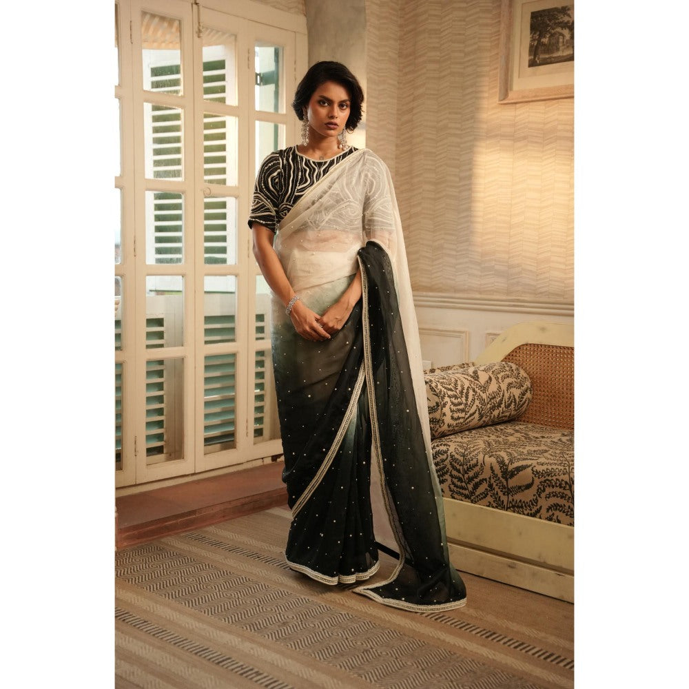 Midushi Bajoria Tt Black Ombre Saree with Stitched Blouse