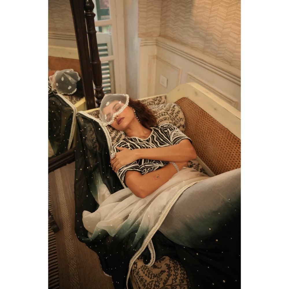 Midushi Bajoria Tt Black Ombre Saree with Stitched Blouse