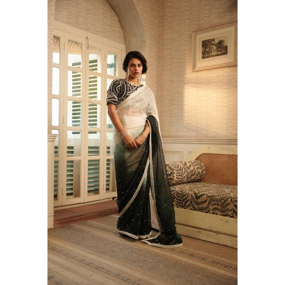 Midushi Bajoria Tt Black Ombre Saree with Stitched Blouse