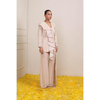 Miku Kumar Pink Zoha Jacket with Inner and Palazzo (Set of 3)