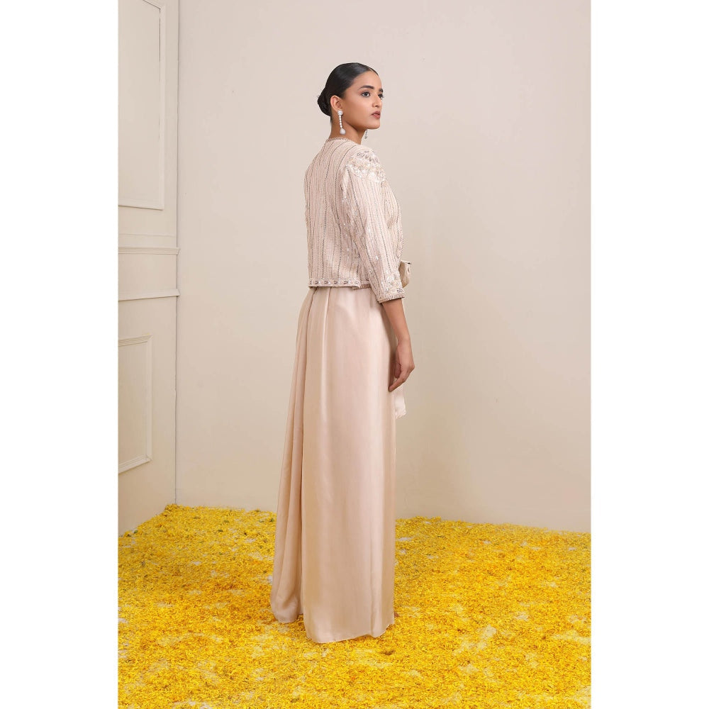 Miku Kumar Ivory Tahera Jacket with Long Inner, Pant, Belt and Pouch (Set of 5)