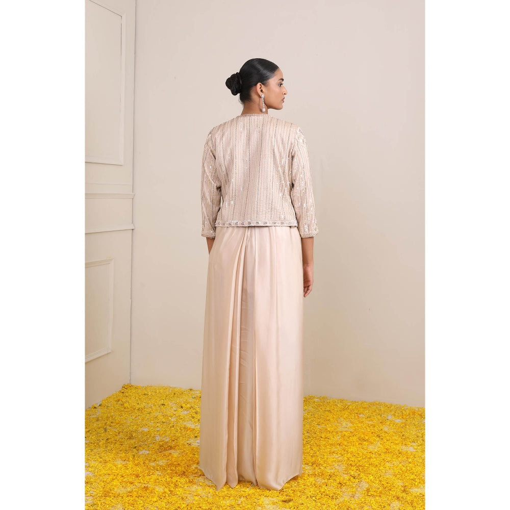 Miku Kumar Ivory Tahera Jacket with Long Inner, Pant, Belt and Pouch (Set of 5)