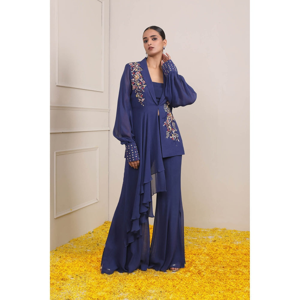 Miku Kumar Navy Blue Rabia Co-Ord (Set of 3)