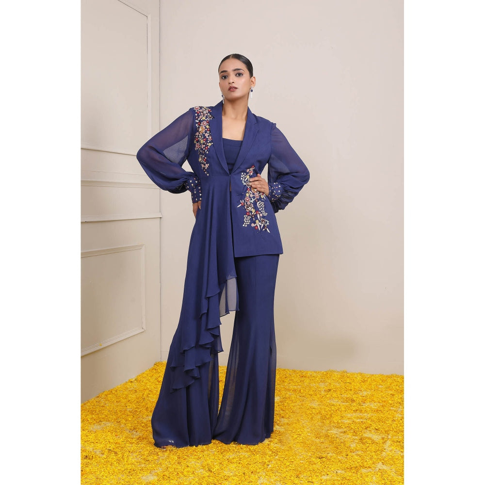 Miku Kumar Navy Blue Rabia Co-Ord (Set of 3)