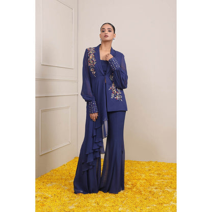 Miku Kumar Navy Blue Rabia Co-Ord (Set of 3)