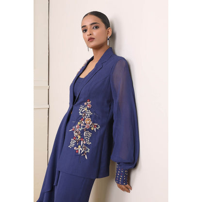 Miku Kumar Navy Blue Rabia Co-Ord (Set of 3)