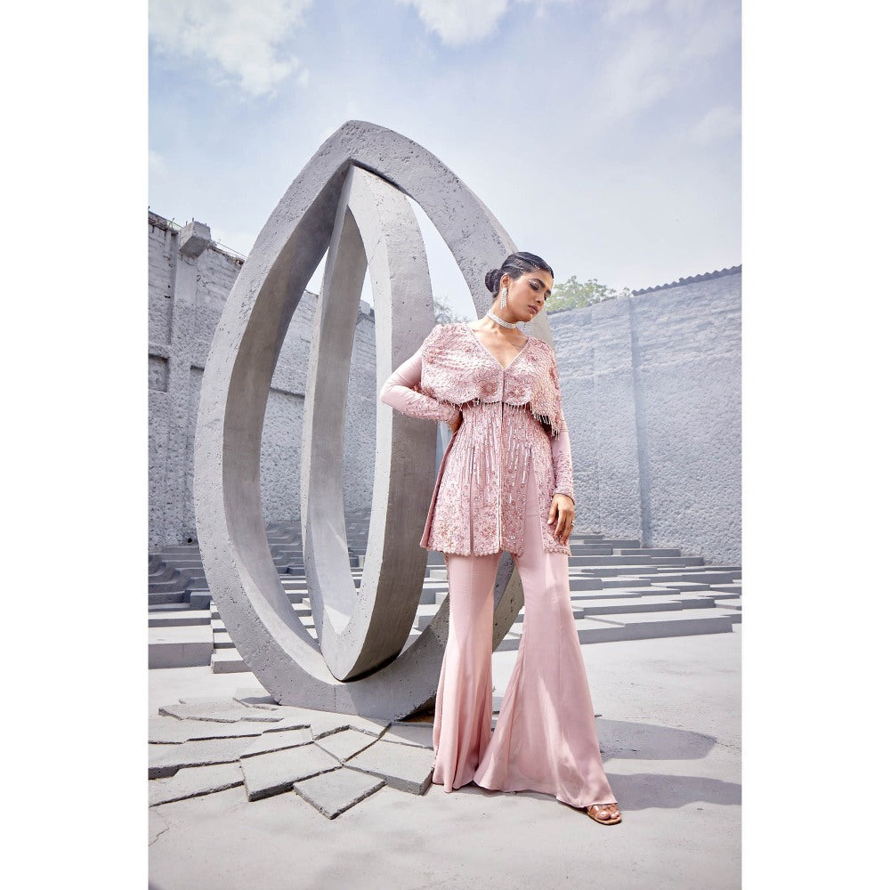 Miku Kumar Pink Raha Indo Western Jacket with Sharara (Set of 2)