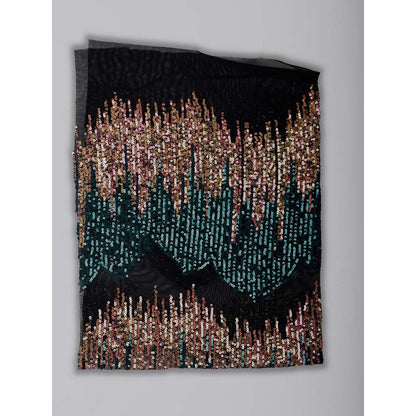 MILU MADAN Dark Green Drape Saree with Unstitched Blouse