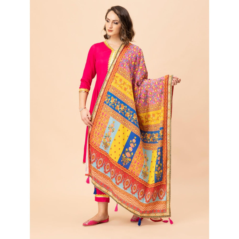 MILU MADAN Hot Pink Cotton Kurta with Pant and Dupatta