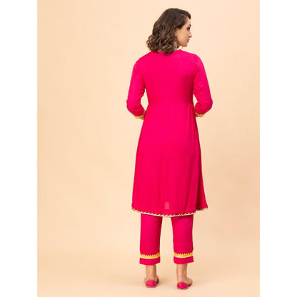 MILU MADAN Hot Pink Cotton Kurta with Pant and Dupatta