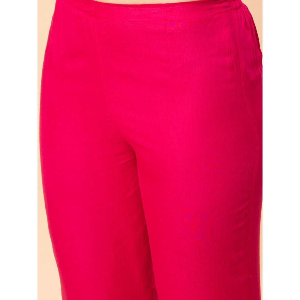 MILU MADAN Hot Pink Cotton Kurta with Pant and Dupatta