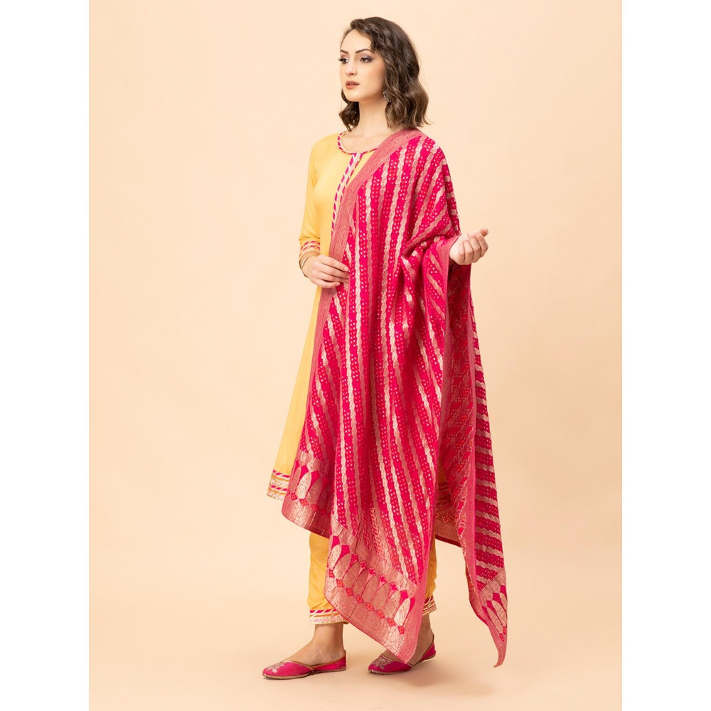 MILU MADAN Mustard Anarkali with Pant and Dupatta