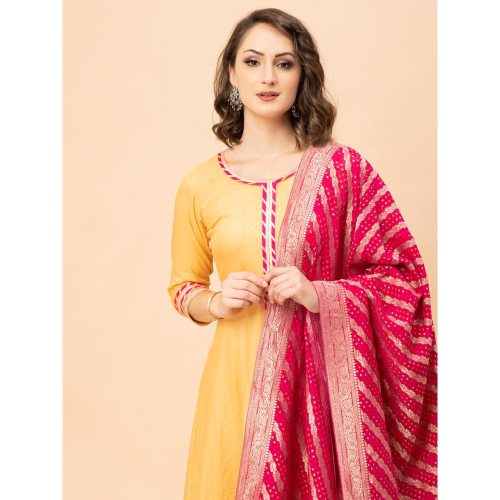 MILU MADAN Mustard Anarkali with Pant and Dupatta