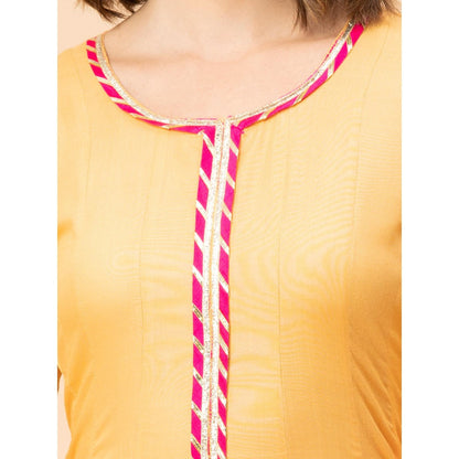 MILU MADAN Mustard Anarkali with Pant and Dupatta