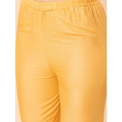 MILU MADAN Mustard Anarkali with Pant and Dupatta