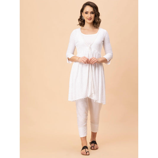 MILU MADAN Off White Chikan Co-Ord Set